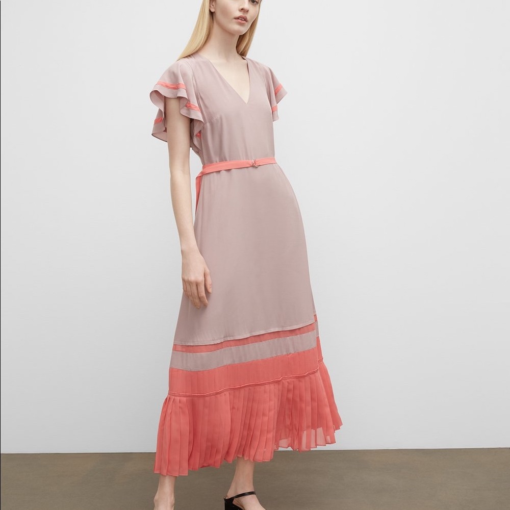 CLUB MONACO Colour Block Pleated Dress